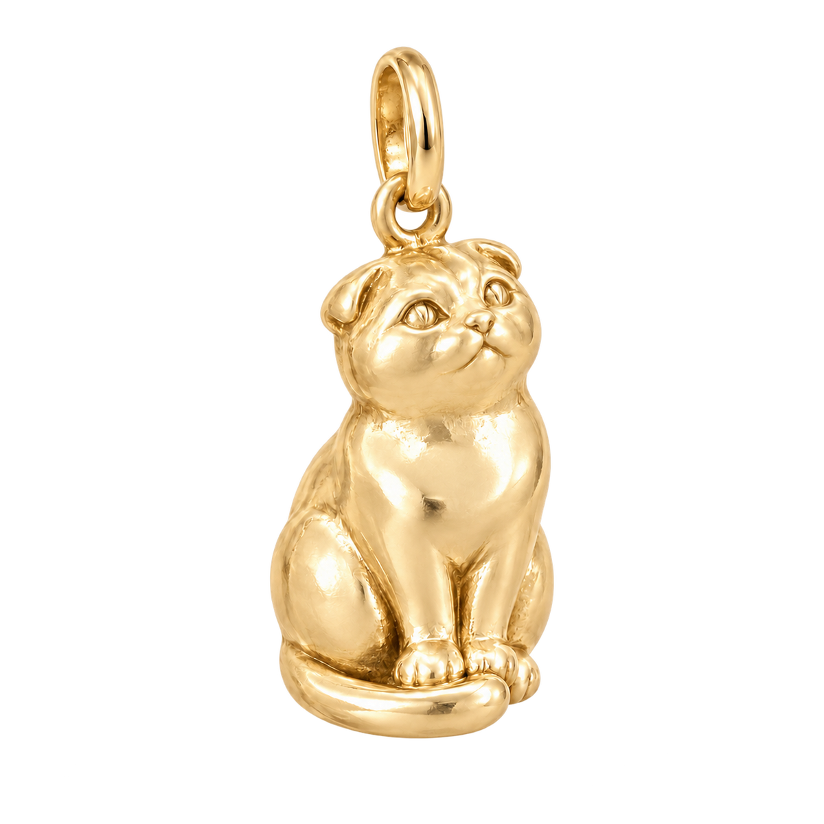 Scottish Fold — Always Close Seated Cat Charm and Polyester Cord Bracelet Set — Gold