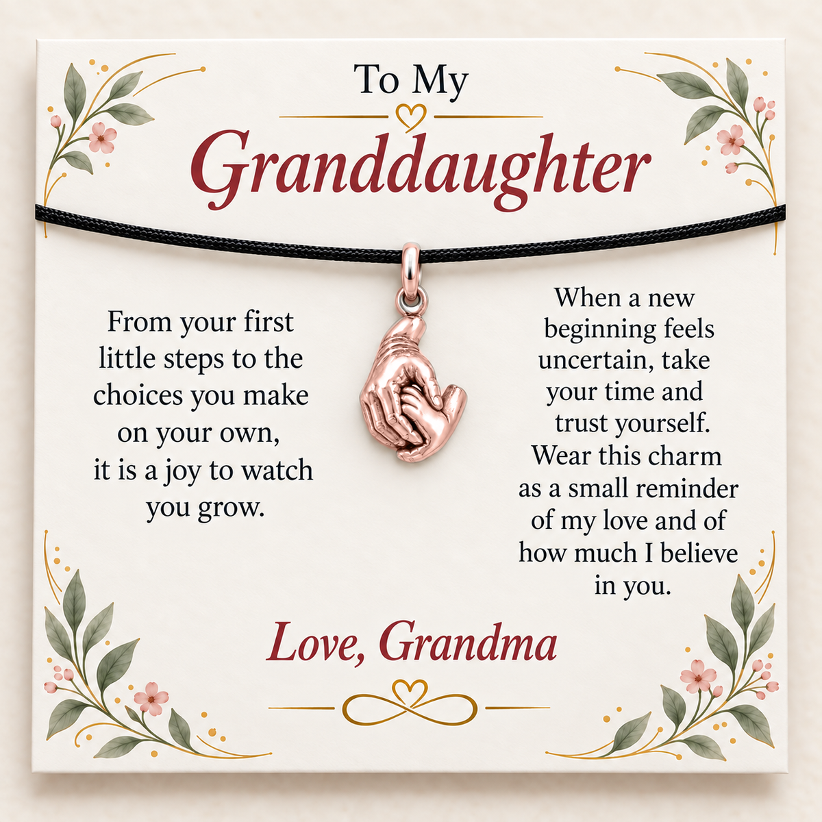 Grandma's Guiding Hand Charm: Trust Your Journey — Main image, rose gold finish