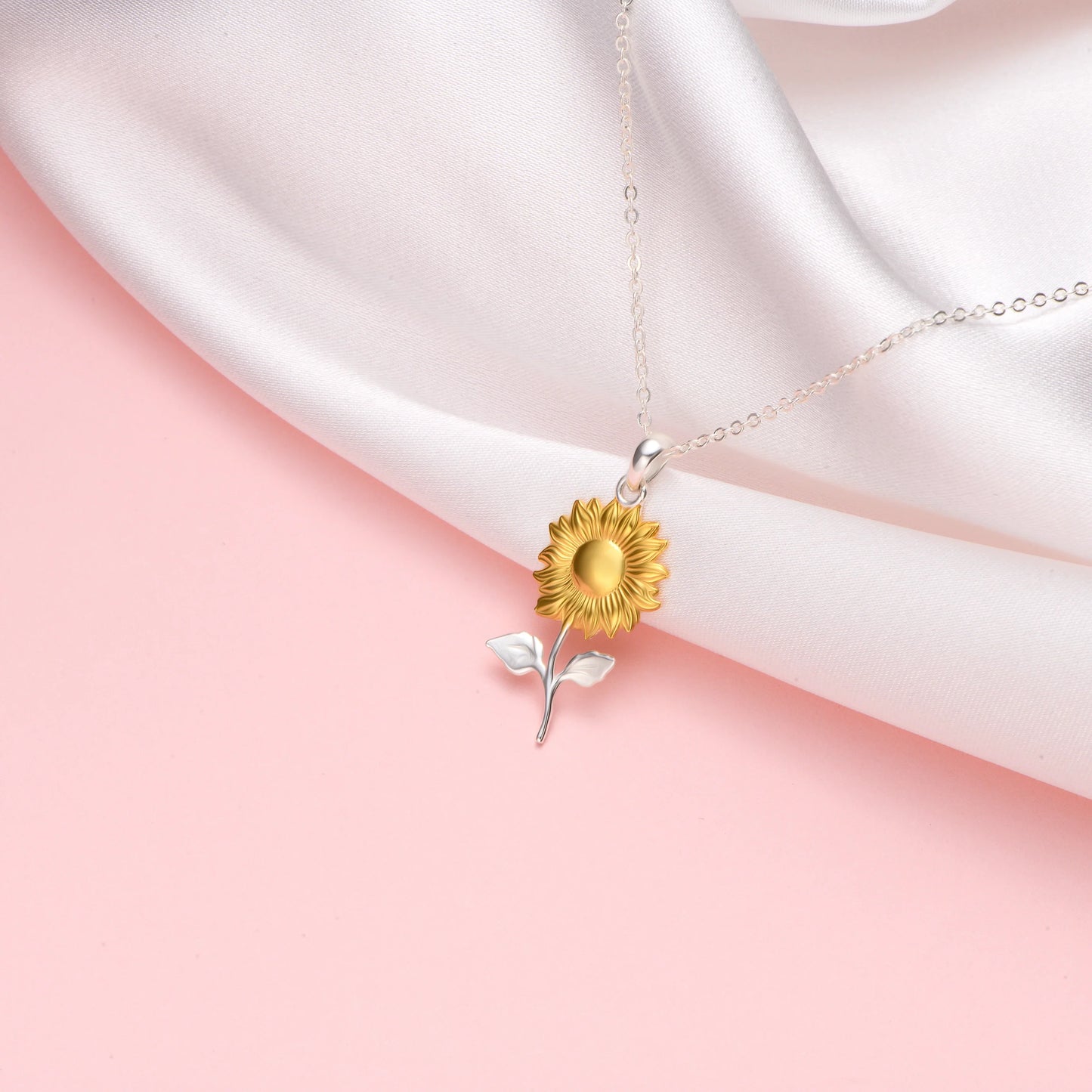 Sunflower Golden Bloom 14K Gold Vermeil and Silver Necklace