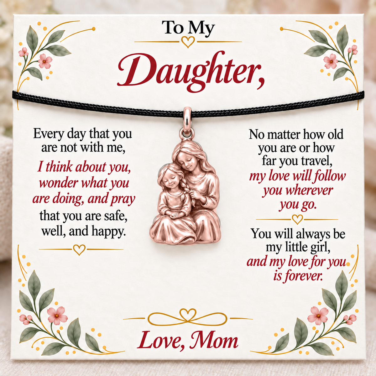 Braided with Care, Forever Mom’s Little Girl — Main image, rose gold finish