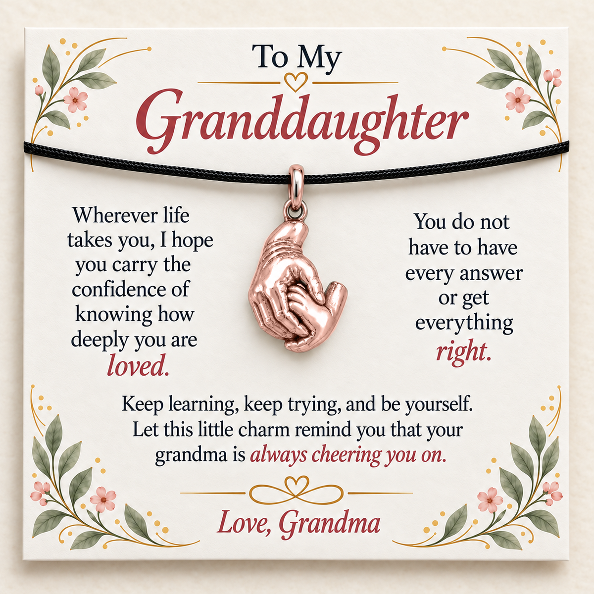 Grandma's Guiding Hand Charm: Loved Through Every Chapter — Main image, rose gold finish