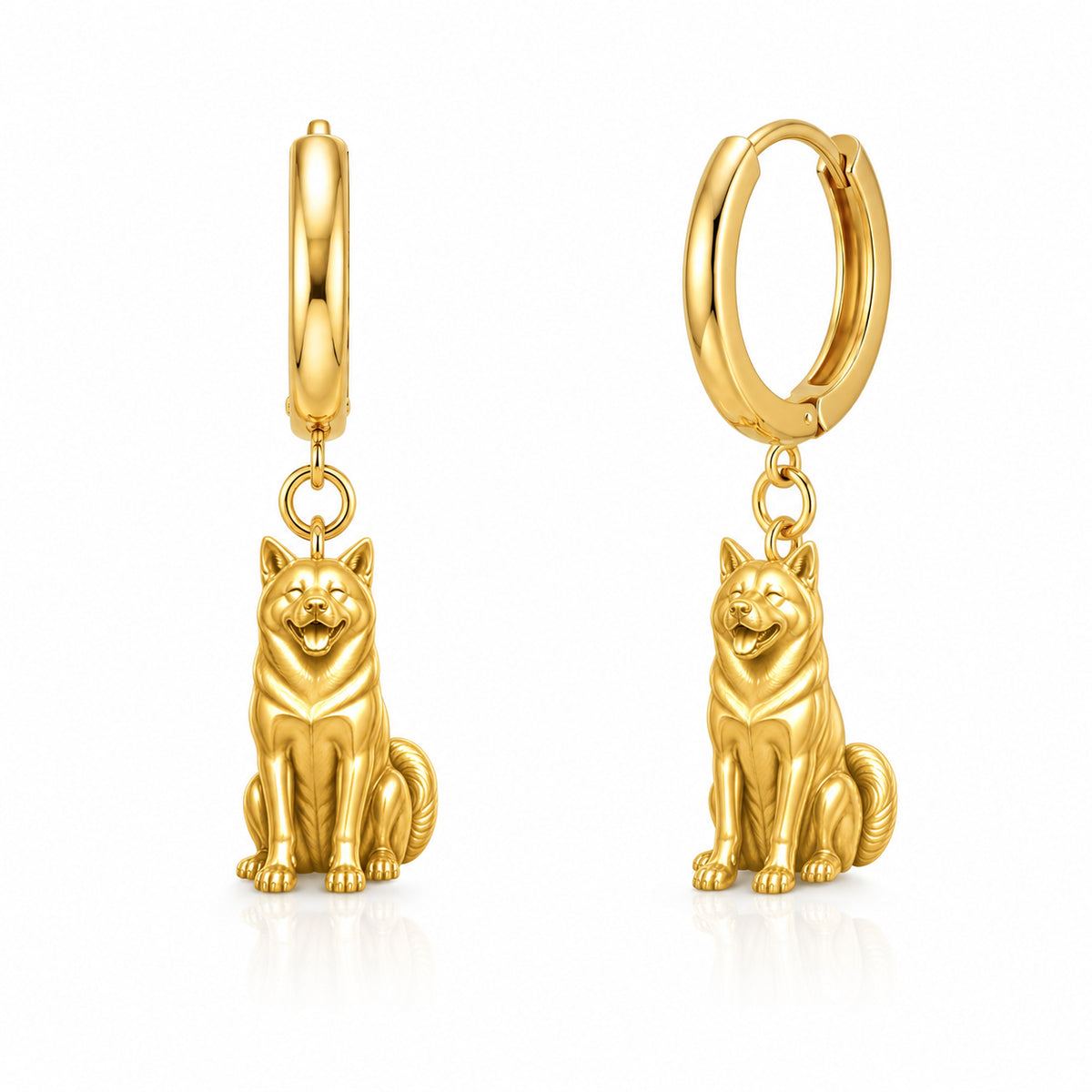 Akita personalized companion handcrafted huggie earrings