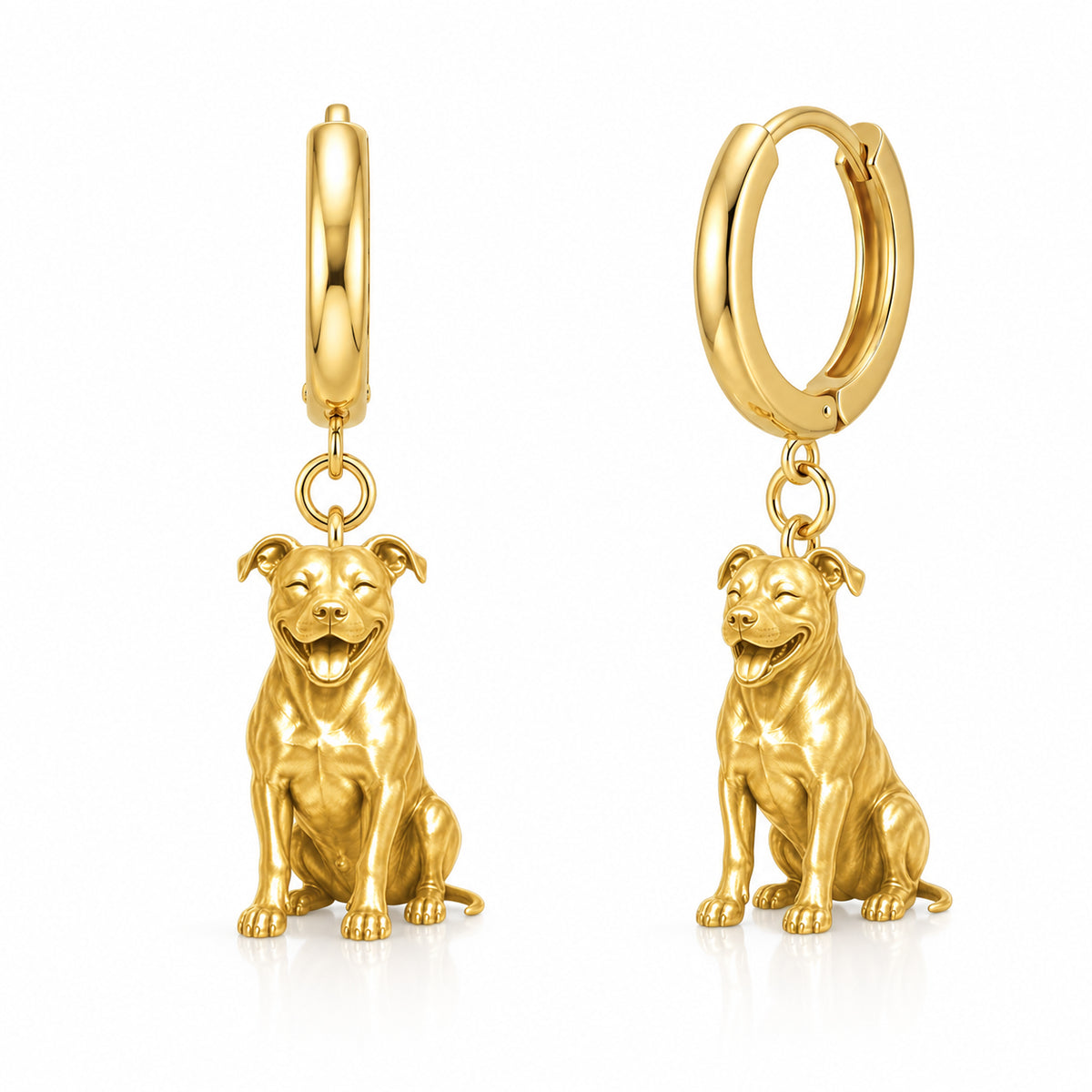 AmStaff personalized companion handcrafted huggie earrings