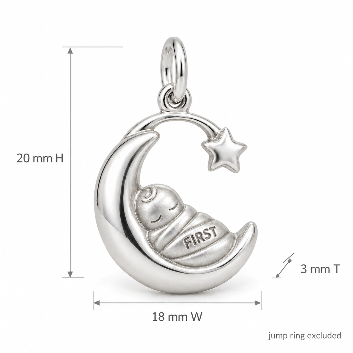 Baby's First Christmas — Sleeping Moon Cradle Charm and Polyester Cord Bracelet Set