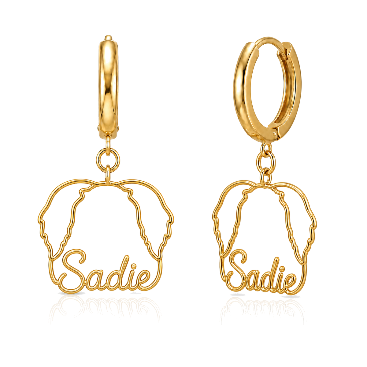 Bearded Collie Sadie personalized pet face earrings