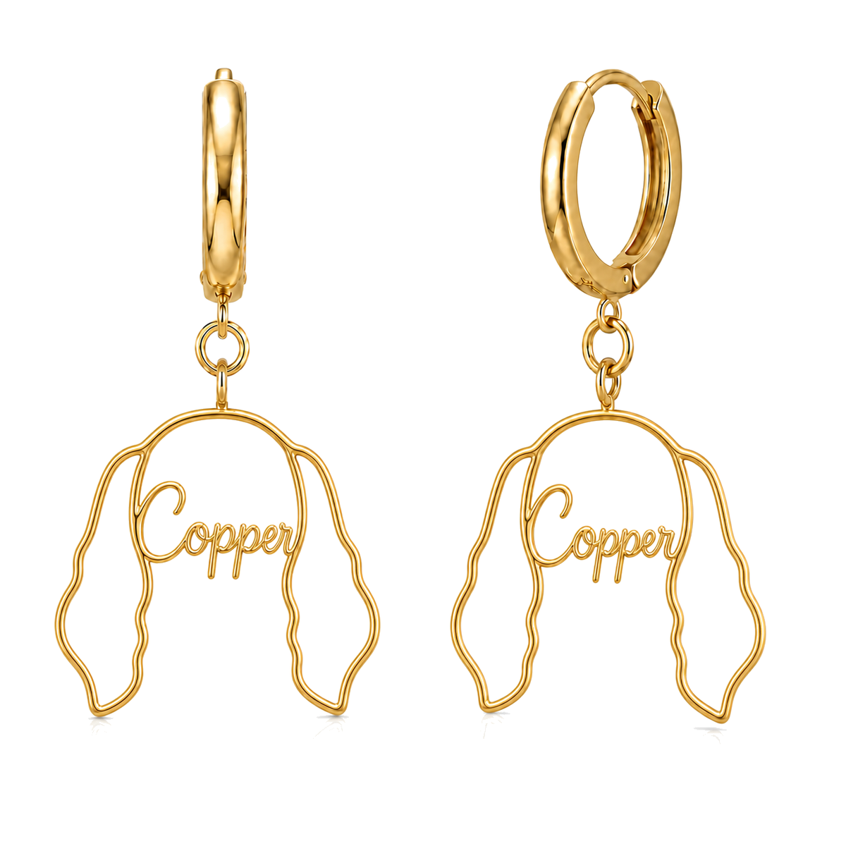 Bloodhound Copper personalized pet face earrings