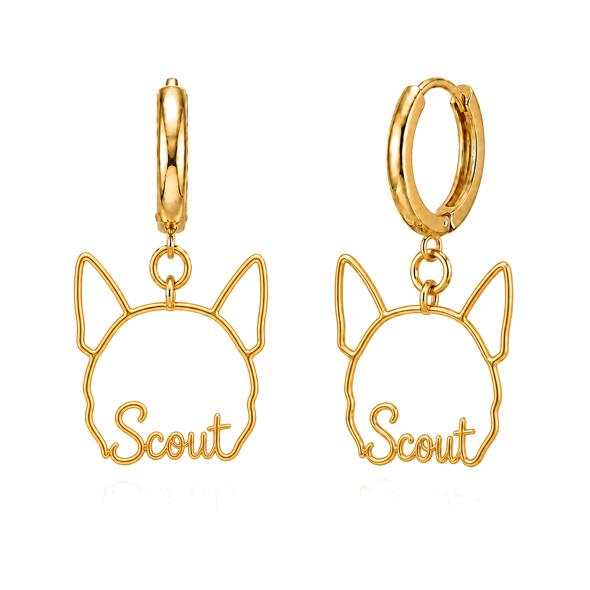 Blue Heeler Scout personalized pet face earrings
