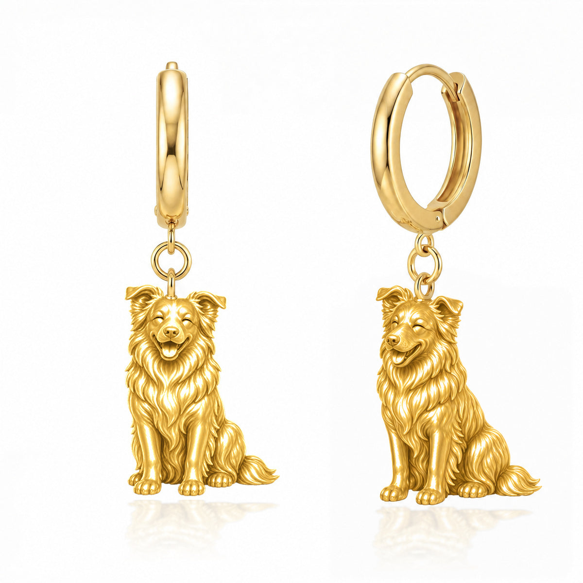 Border Collie rough coat personalized companion handcrafted huggie earrings
