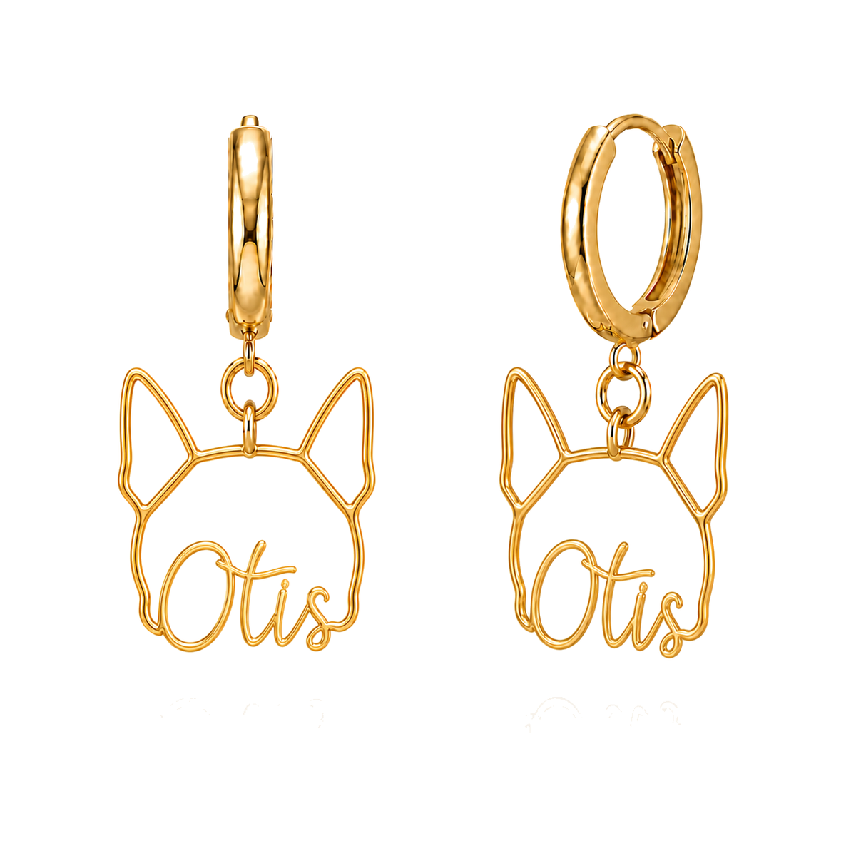 Boston Terrier Otis personalized pet face earrings