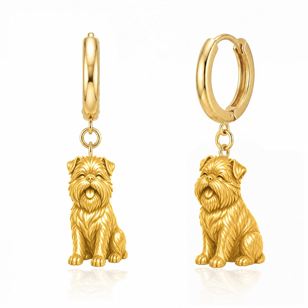 Brussels Griffon rough coat personalized companion handcrafted huggie earrings