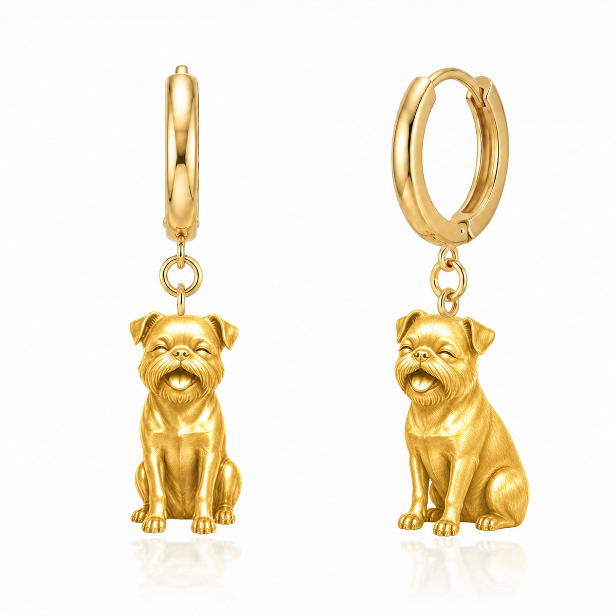 Brussels Griffon smooth coat personalized companion handcrafted huggie earrings