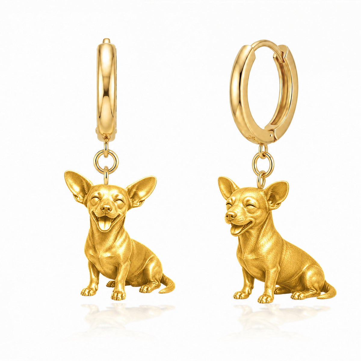Chiweenie personalized companion handcrafted huggie earrings