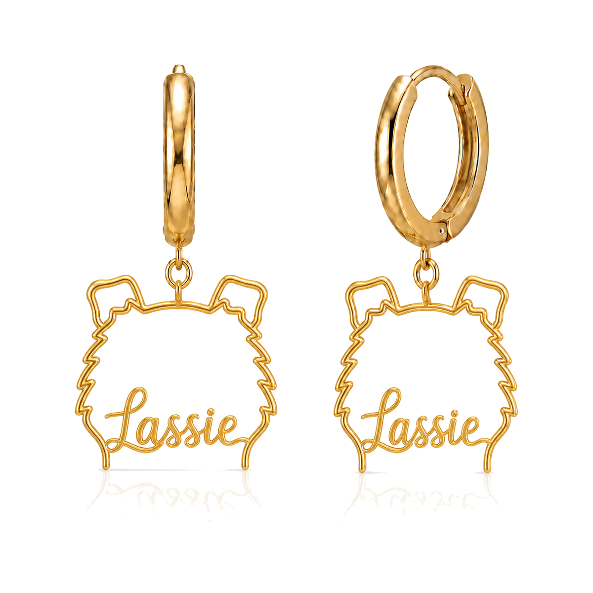 Collie rough coat Lassie personalized pet face earrings