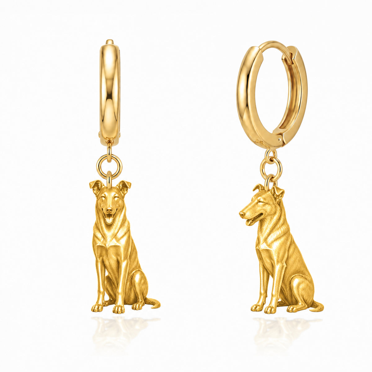 Collie smooth coat personalized companion handcrafted huggie earrings