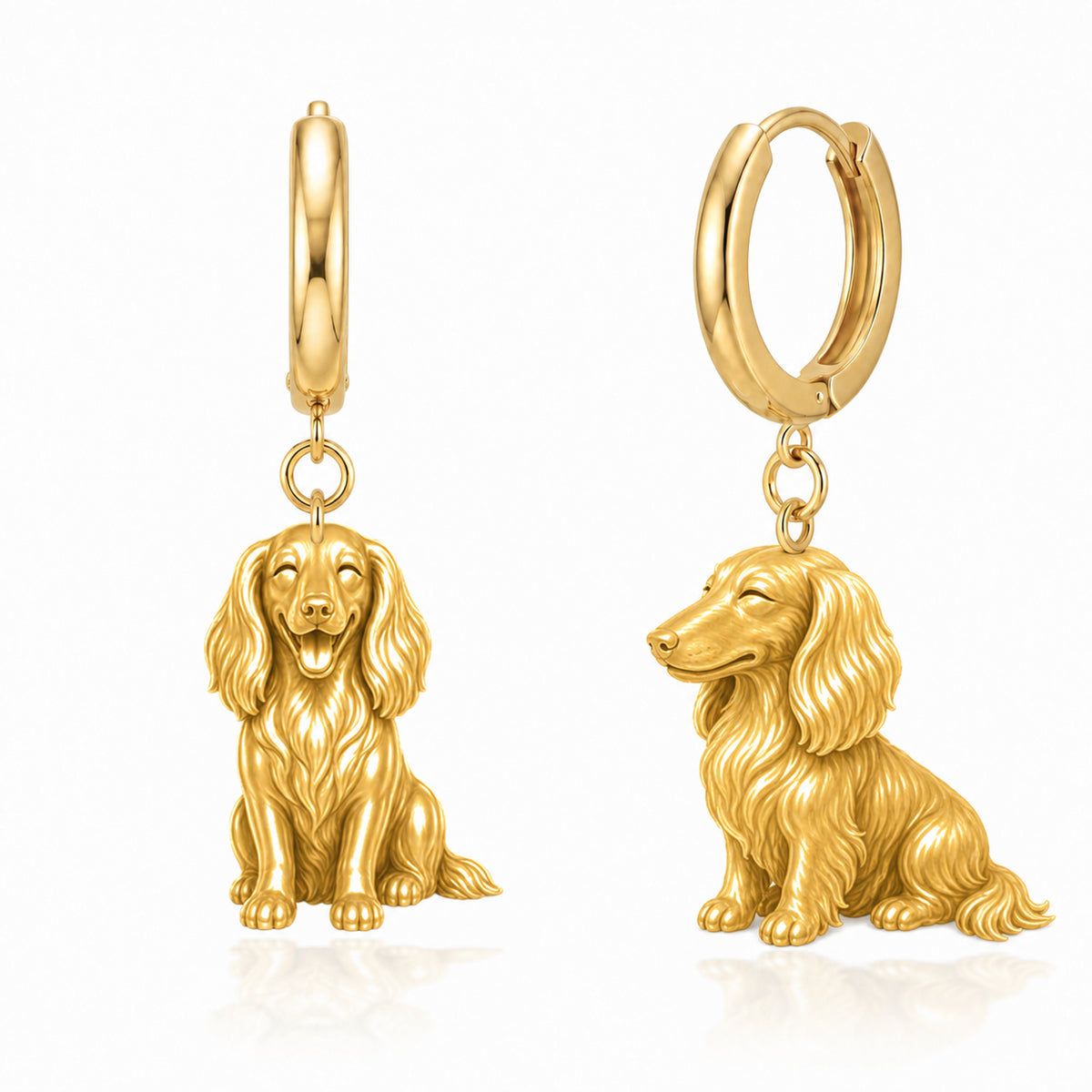 Dachshund longhair personalized companion handcrafted huggie earrings