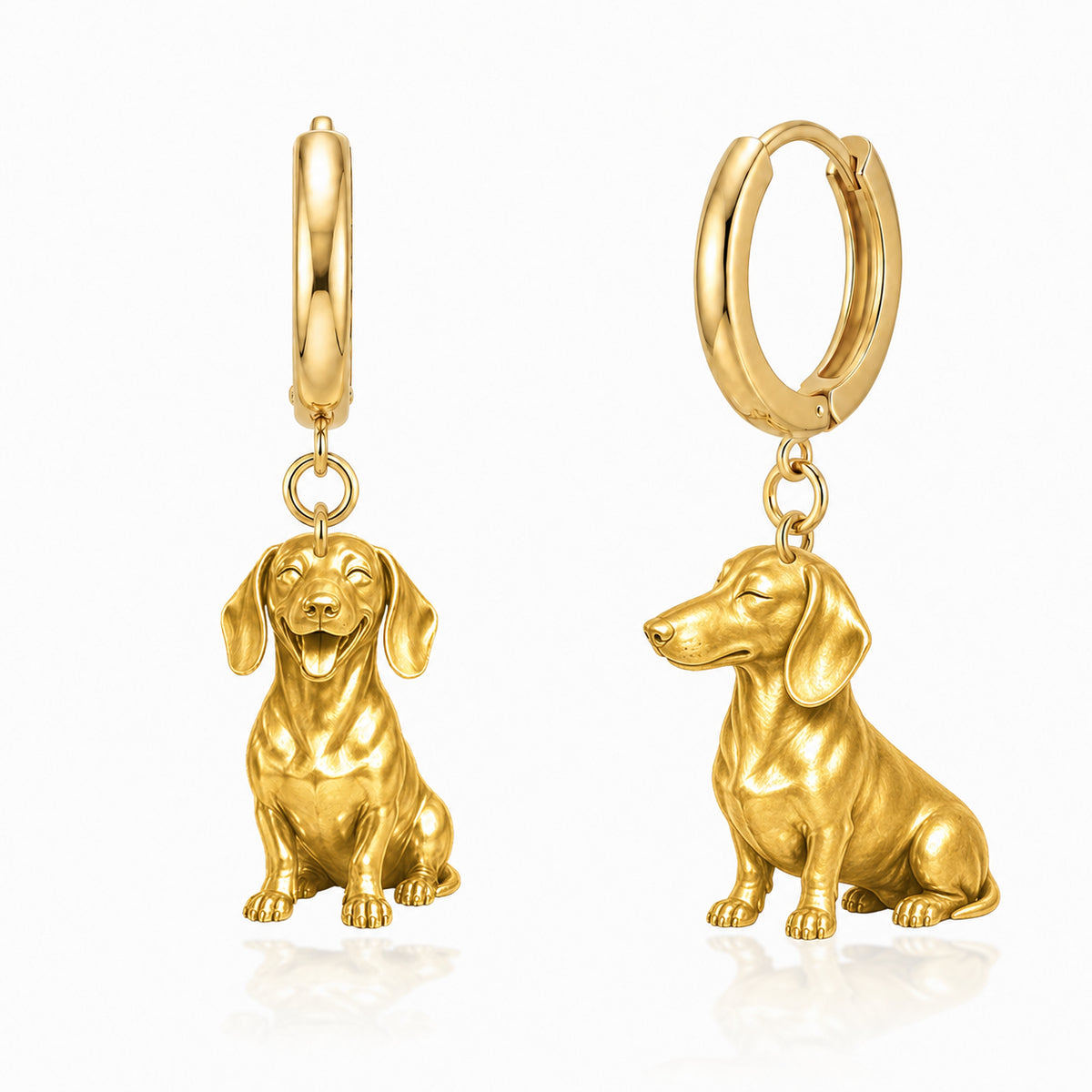 Dachshund smooth coat personalized companion handcrafted huggie earrings