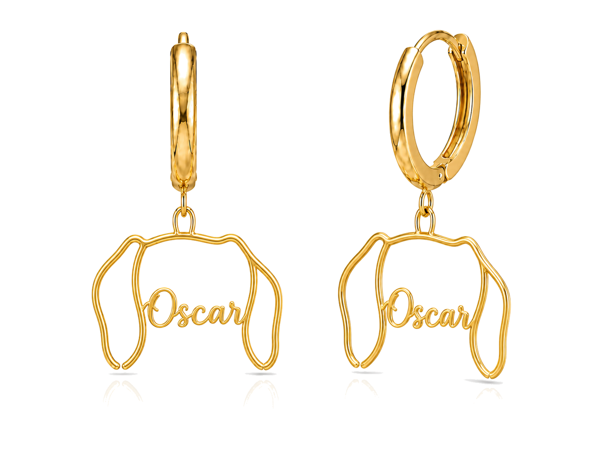 Dachshund smooth coat Oscar personalized pet face earrings