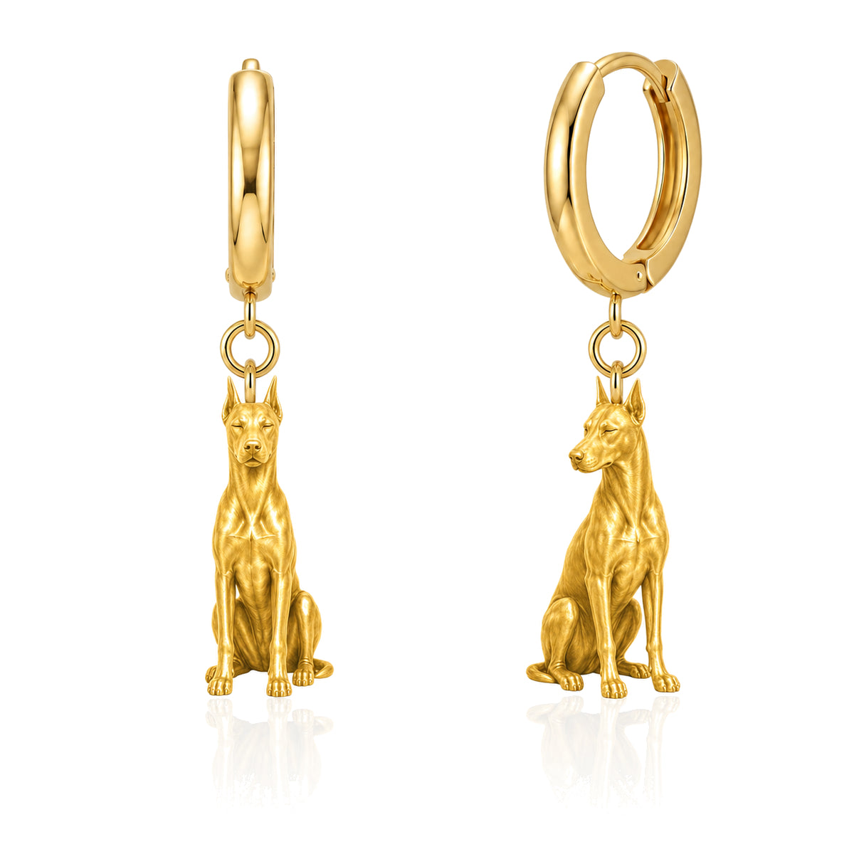 Doberman Pinscher personalized companion handcrafted huggie earrings