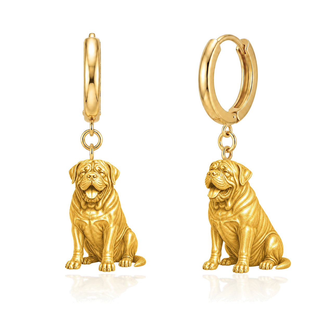 French Mastiff personalized companion handcrafted huggie earrings