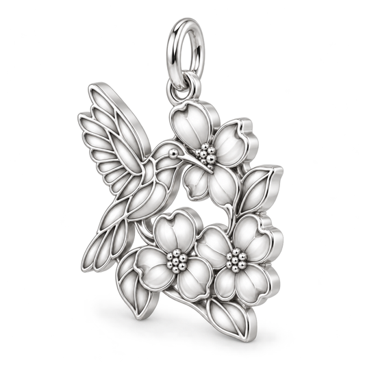 Garden Harmony Hummingbird Dogwood Garden Charm and Polyester Cord Bracelet Set