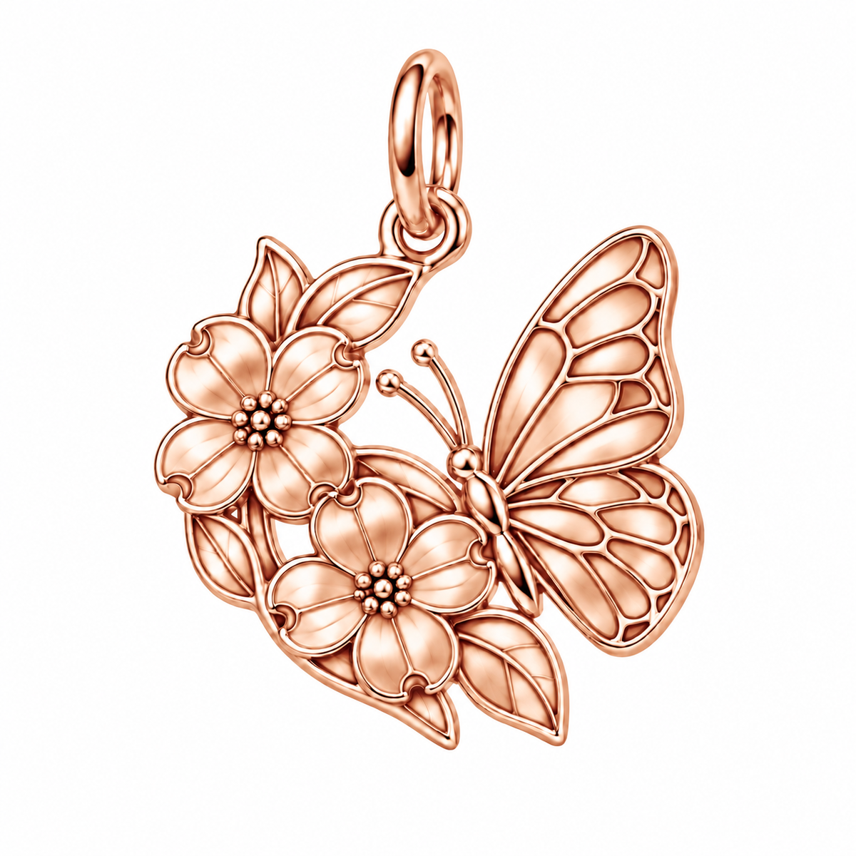 Garden Harmony Monarch Dogwood Bloom Charm and Polyester Cord Bracelet Set