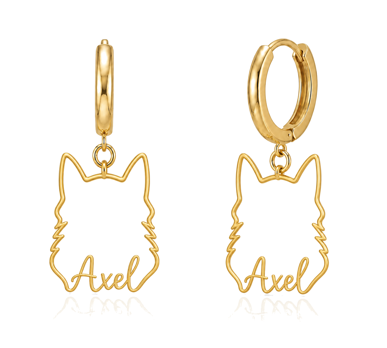 German Shepherd long coat Axel personalized pet face earrings