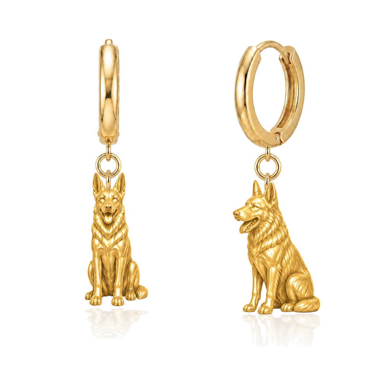 German Shepherd standard coat personalized companion handcrafted huggie earrings