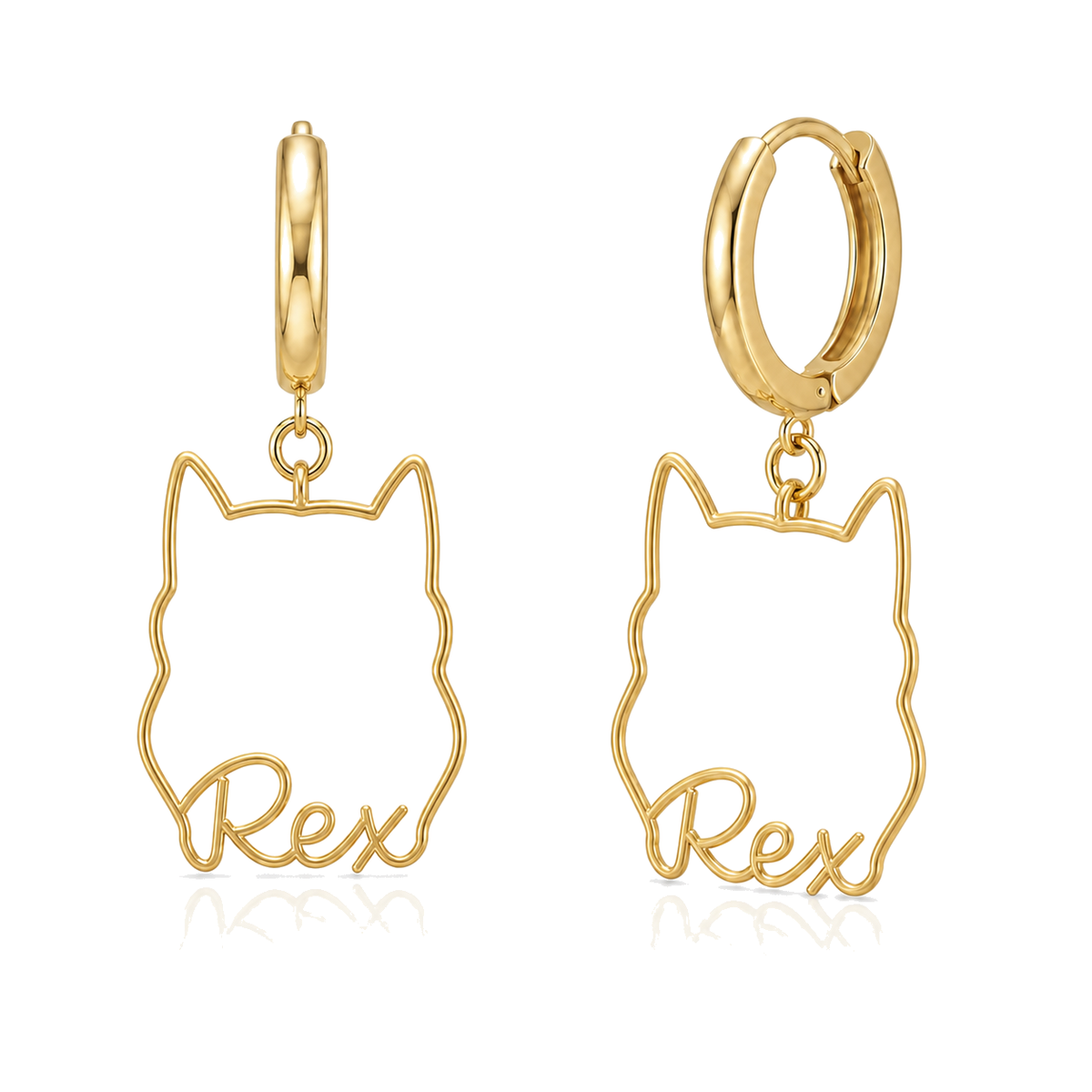 German Shepherd standard coat Rex personalized pet face earrings