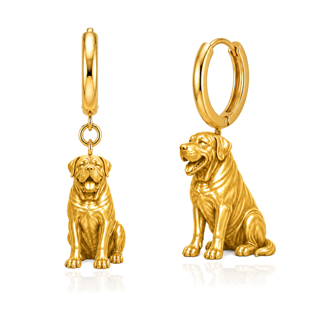 Mastiff personalized companion handcrafted huggie earrings