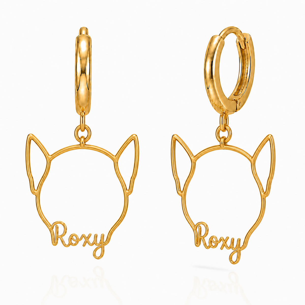 Miniature Pinscher Roxy personalized pet face earrings