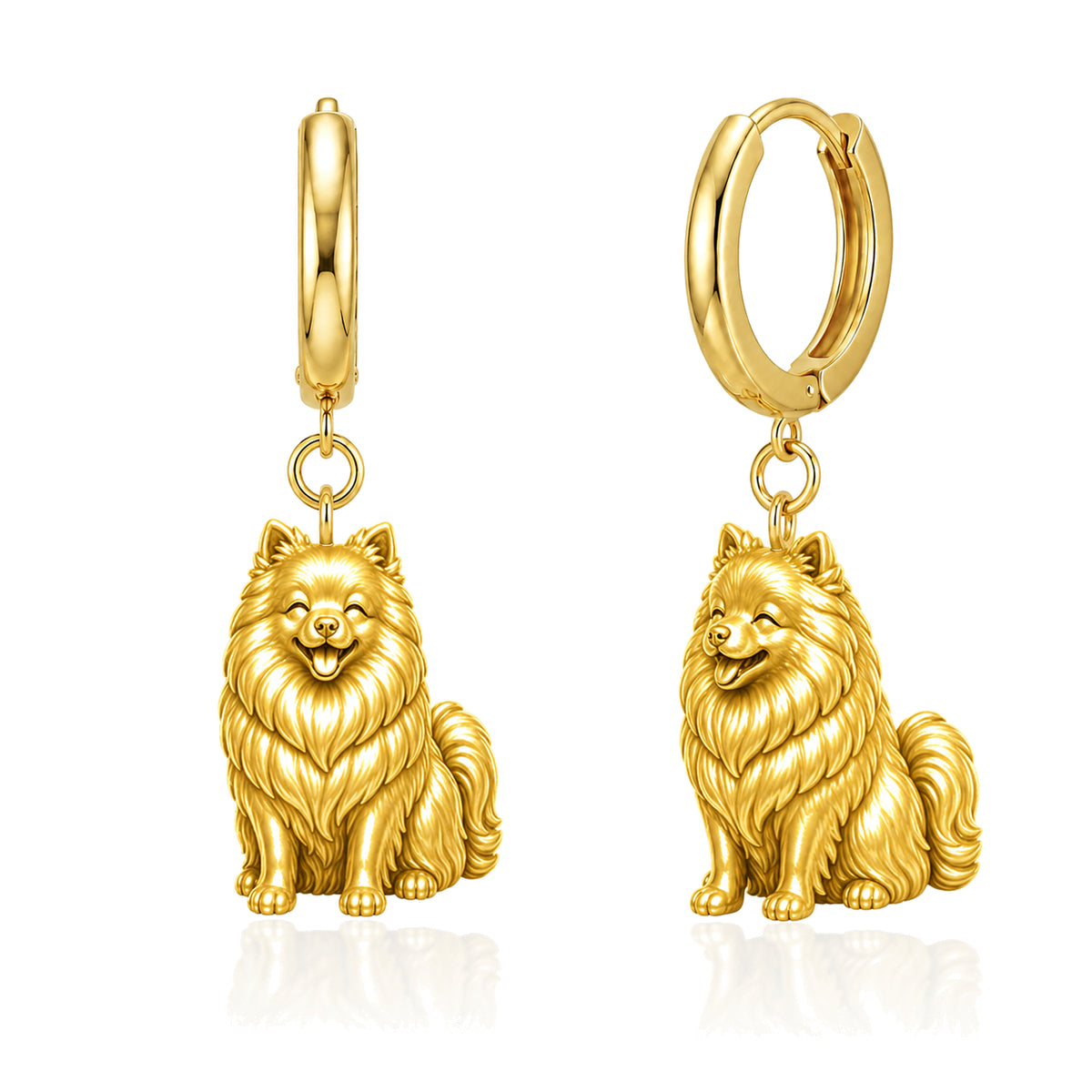 Pomeranian personalized companion handcrafted huggie earrings