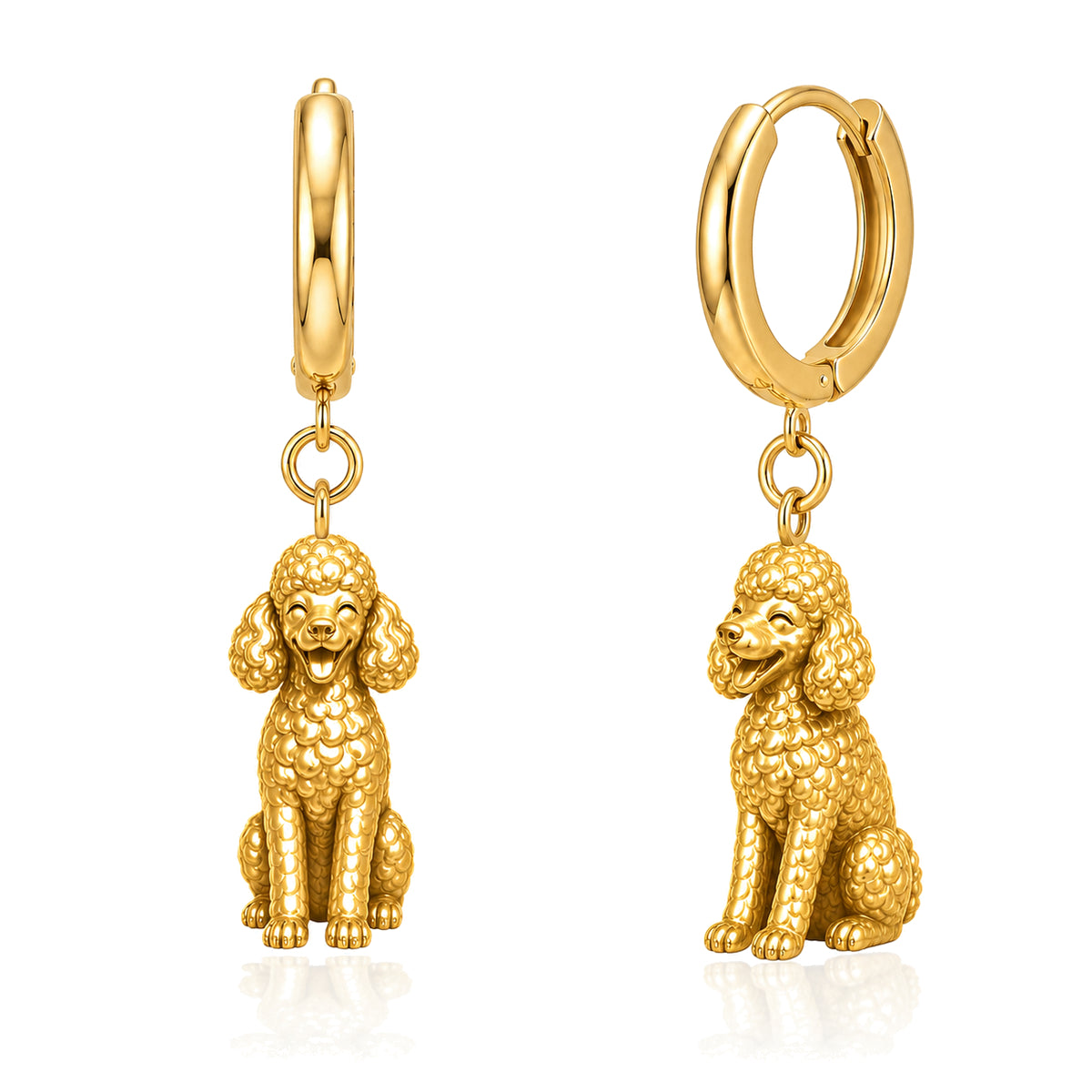 Poodle miniature personalized companion handcrafted huggie earrings