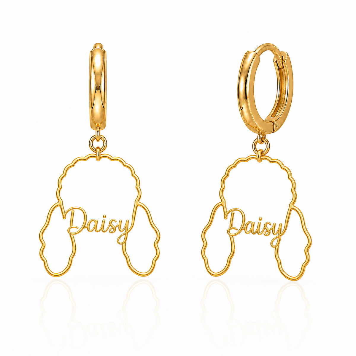 Poodle standard Daisy personalized pet face earrings