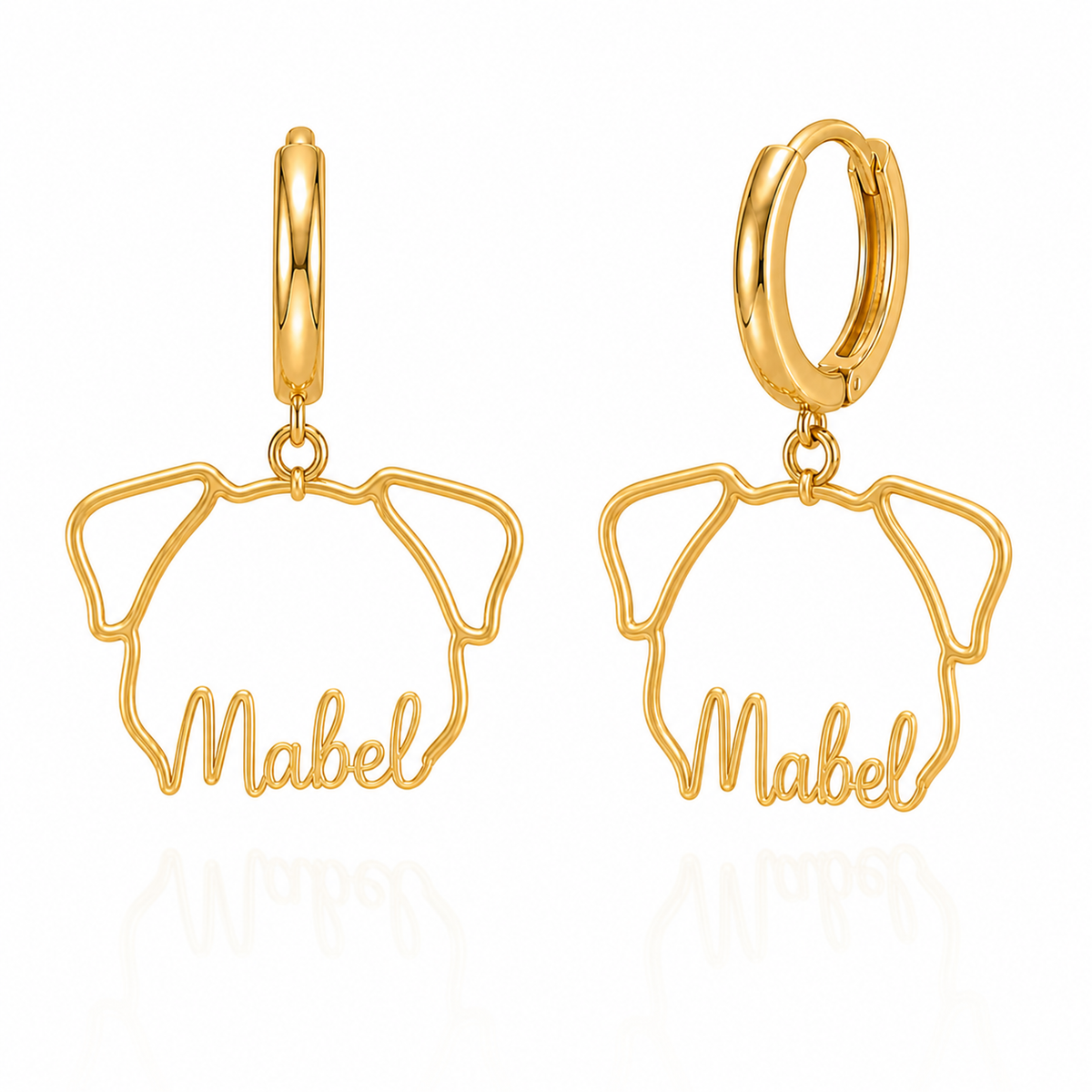 Pug Mabel personalized pet face earrings