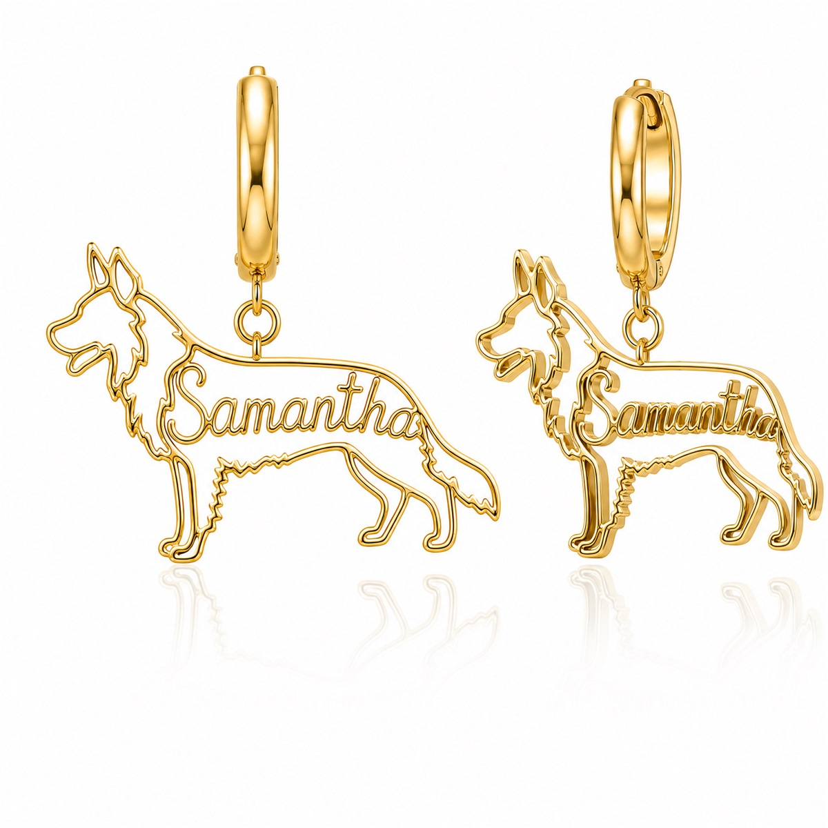 German Shepherd long coat - 18K Gold Vermeil - 1st
