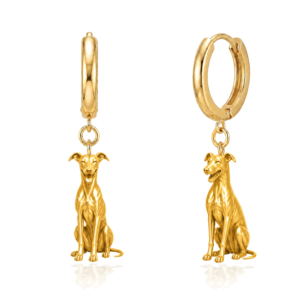 Whippet personalized companion handcrafted huggie earrings