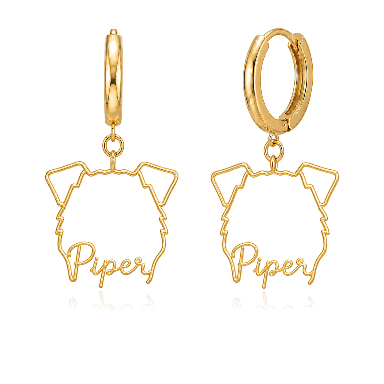 Wire Piper personalized pet face earrings