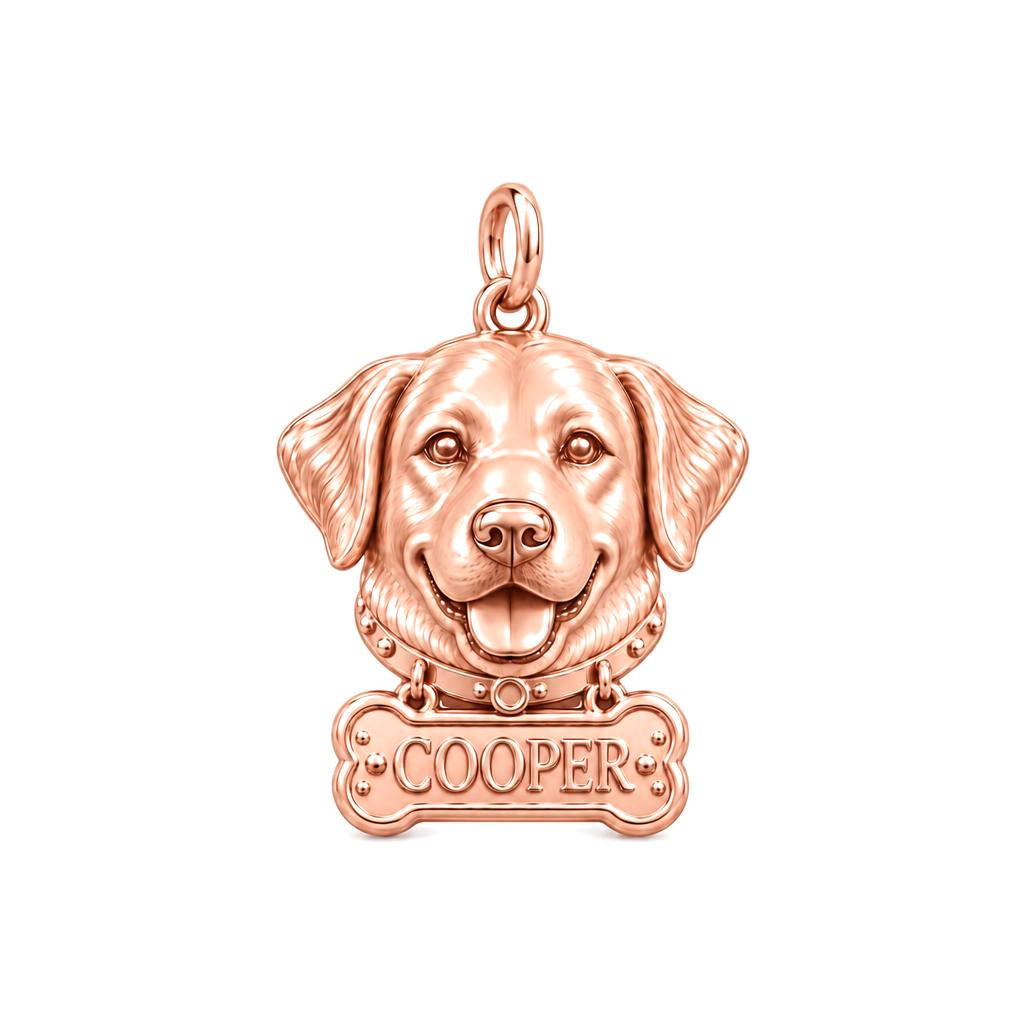 Always Smiling Pet Portrait Charm Bracelet – Personalized Dog Mom Gift – rose gold charm, front view