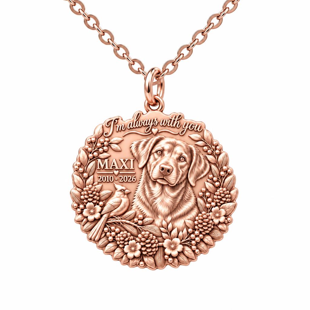 Always With You Cardinal Charm Necklace Set – rose gold, front view