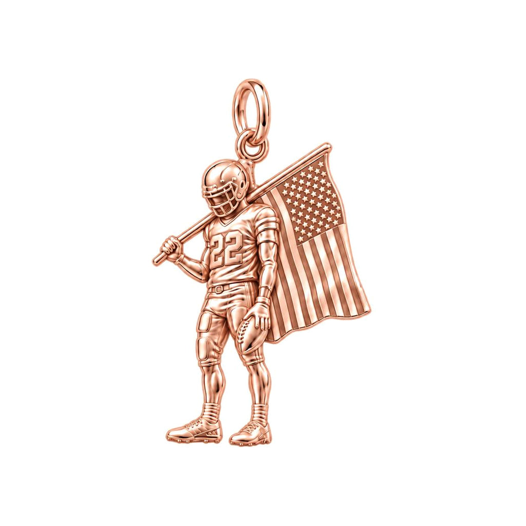 American Gridiron Pride Charm Bracelet – Personalized Athlete Gift – rose gold charm, front view