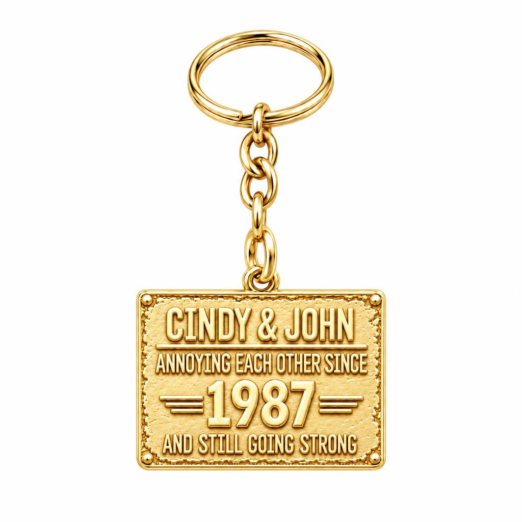 Annoying Each Other Since Charm Keychain – 18K gold, front view
