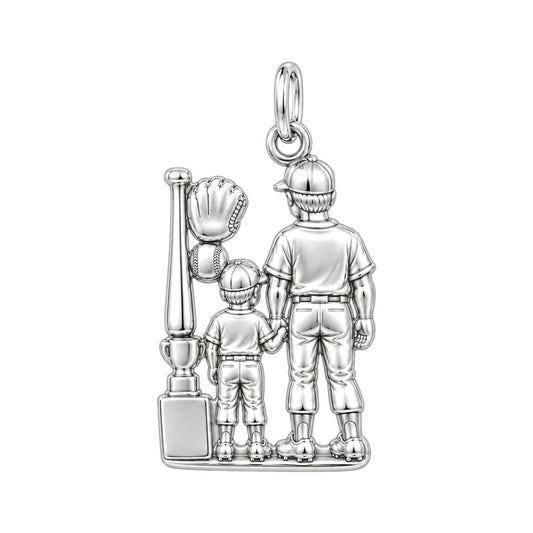 Baseball Father and Son Charm Bracelet – Personalized Dad Gift – back of the charm, engraving area