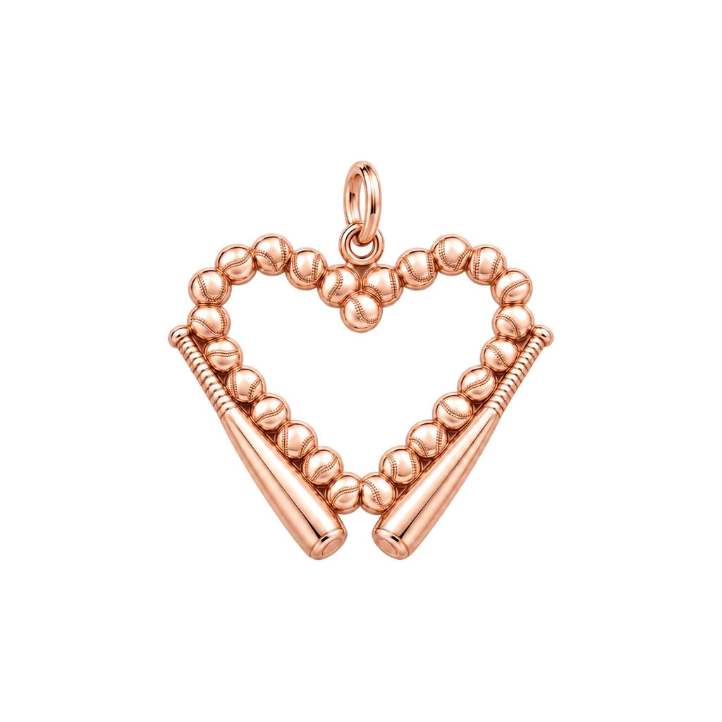 Baseball Heart Charm Bracelet – Personalized Baseball Mom Gift – rose gold charm, front view