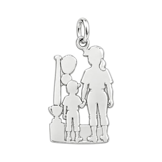 Baseball Mom and Me Charm Bracelet – Personalized Mom Gift – back of the charm, engraving area