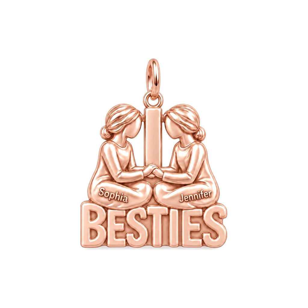 Besties Holding Hands Charm and Polyester Cord Bracelet Set