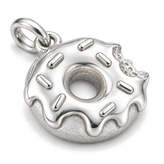 Bitten Donut Charm — Silver Super Macro | charm-topics-remaining-444-2026-09-14 | topic-007