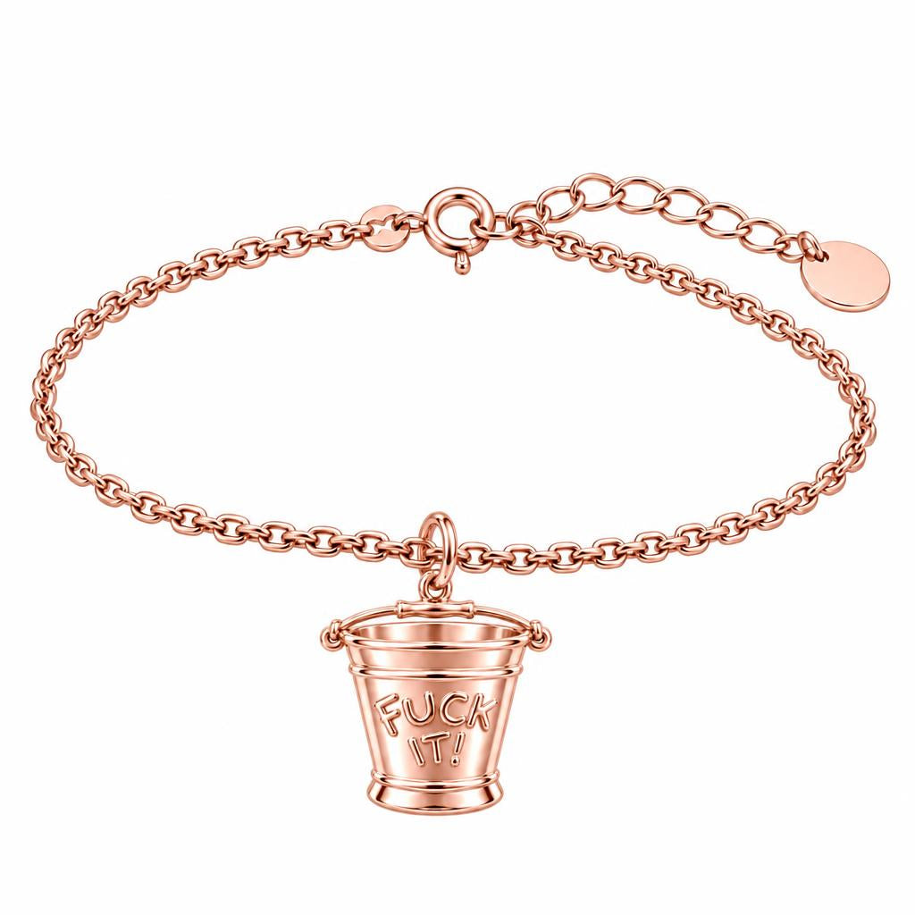 Bold Intentions Bucket Charm Bracelet Set – rose gold, front view