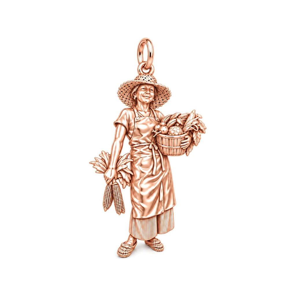 Bountiful Garden Harvest Charm Bracelet – Personalized Mom Gift – rose gold charm, front view