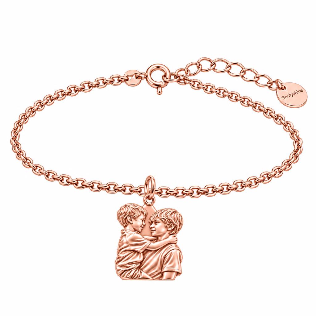 Brothers Eternal Hug Charm Bracelet Set – rose gold, front view