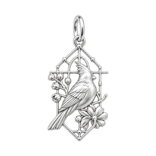 Cardinal at the Window Charm and Polyester Cord Bracelet Set